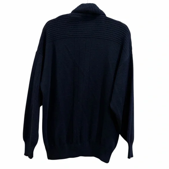 VTG St. Michael Sea & Breeze Italy Wool Blend Cardigan Sweater Navy Blue L - Picture 8 of 12